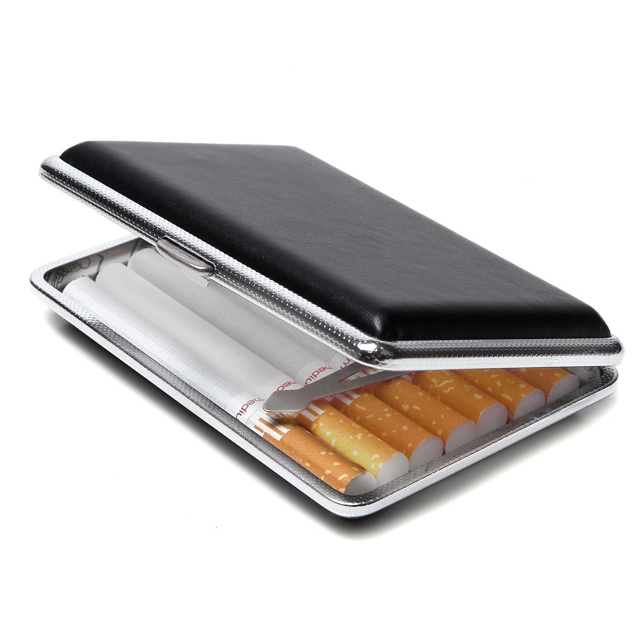 YuHaru 【YuHaru】 シガレットケース 革 調 ブラック 14本